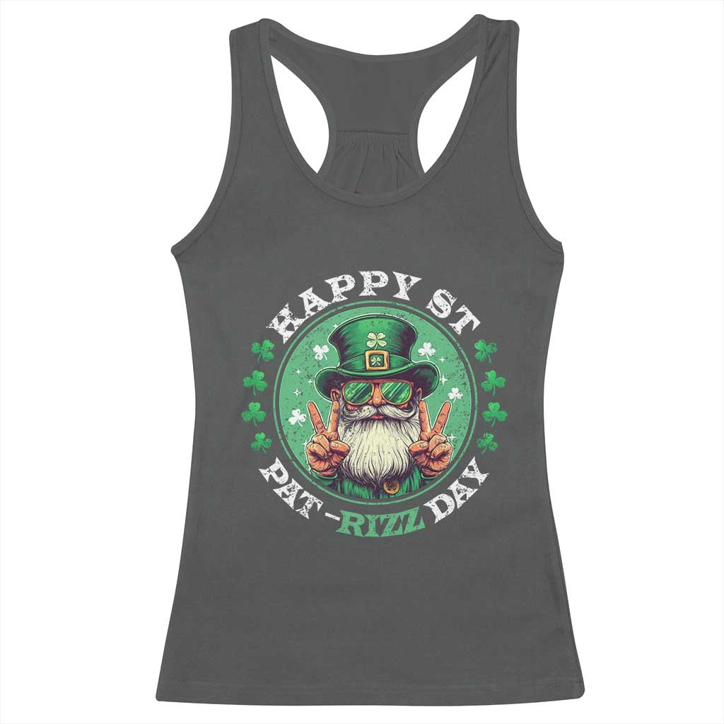 Happy St Pat Rizz Day Racerback Tank Top Leprechaun St Patrick's Day Shamrock TS11 Dark Heather Print Your Wear