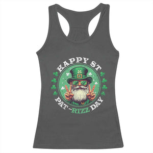 Happy St Pat Rizz Day Racerback Tank Top Leprechaun St Patrick's Day Shamrock TS11 Dark Heather Print Your Wear