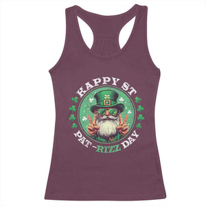 Happy St Pat Rizz Day Racerback Tank Top Leprechaun St Patrick's Day Shamrock TS11 Maroon Print Your Wear