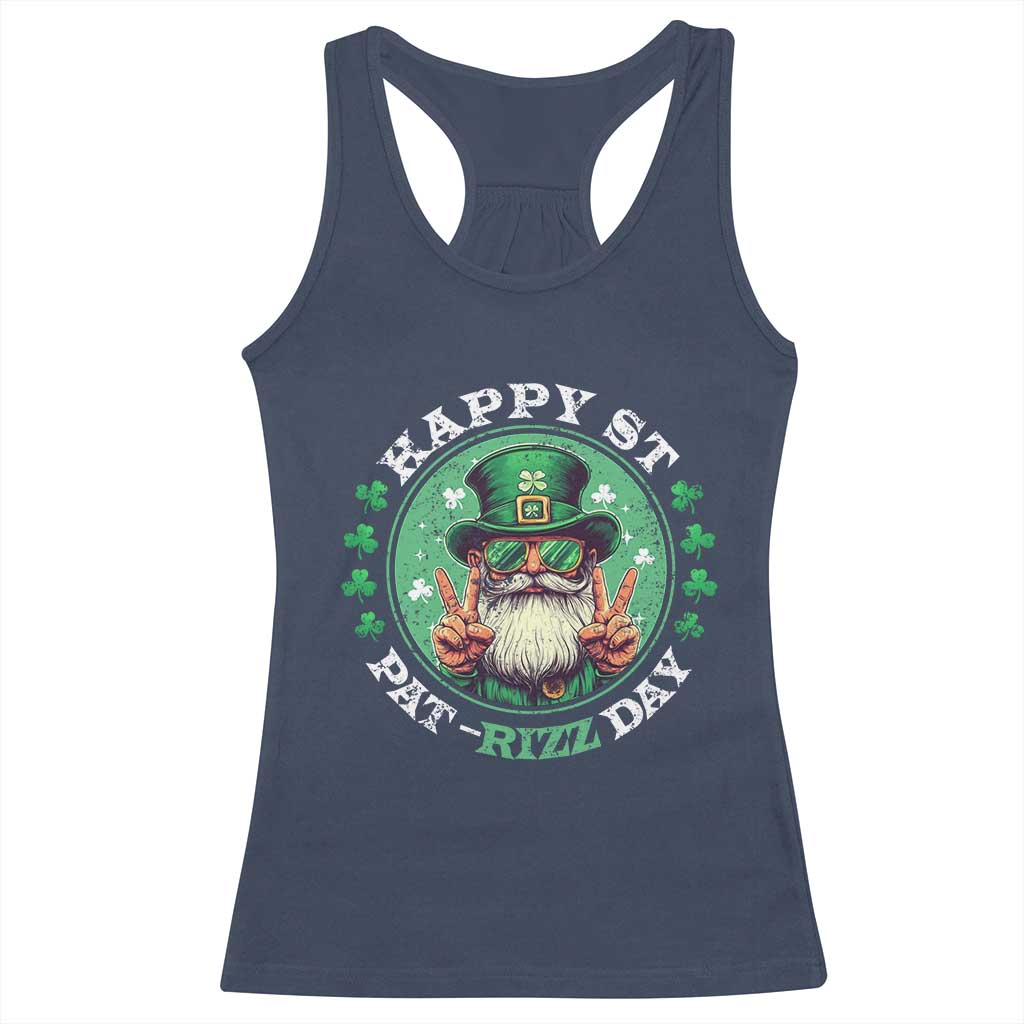 Happy St Pat Rizz Day Racerback Tank Top Leprechaun St Patrick's Day Shamrock TS11 Navy Print Your Wear