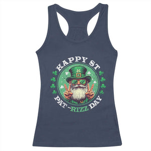 Happy St Pat Rizz Day Racerback Tank Top Leprechaun St Patrick's Day Shamrock TS11 Navy Print Your Wear