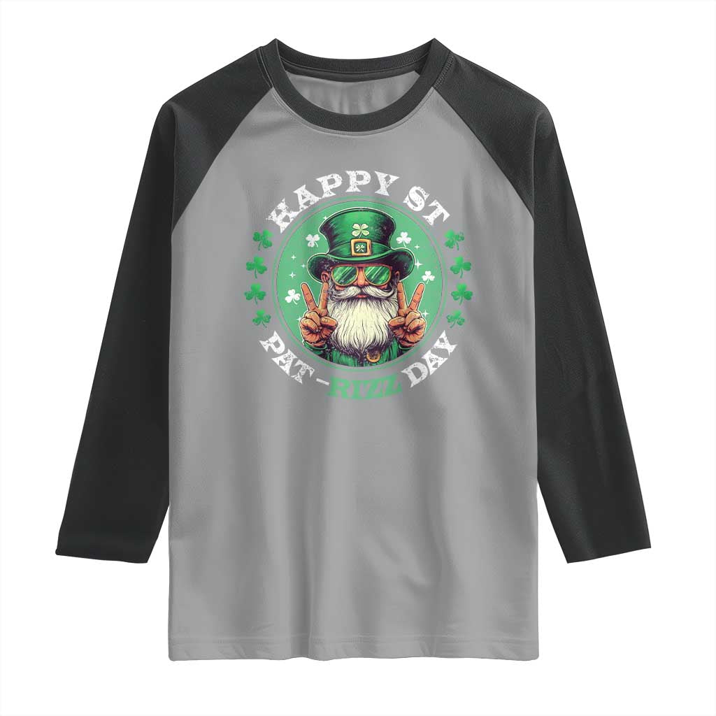 Happy St Pat Rizz Day Raglan Shirt Leprechaun St Patrick's Day Shamrock TS11 Sport Gray Black Print Your Wear