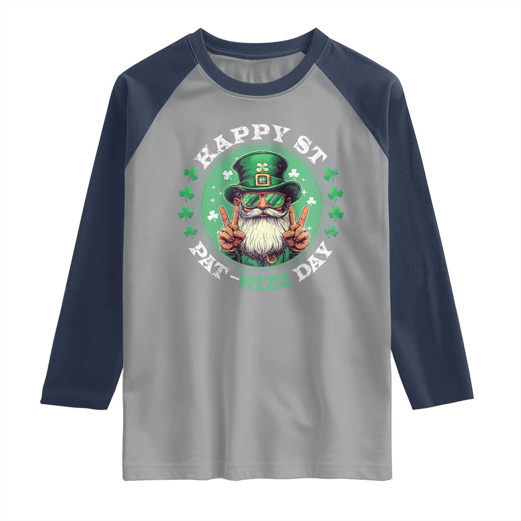 Happy St Pat Rizz Day Raglan Shirt Leprechaun St Patrick's Day Shamrock TS11 Sport Gray Navy Print Your Wear