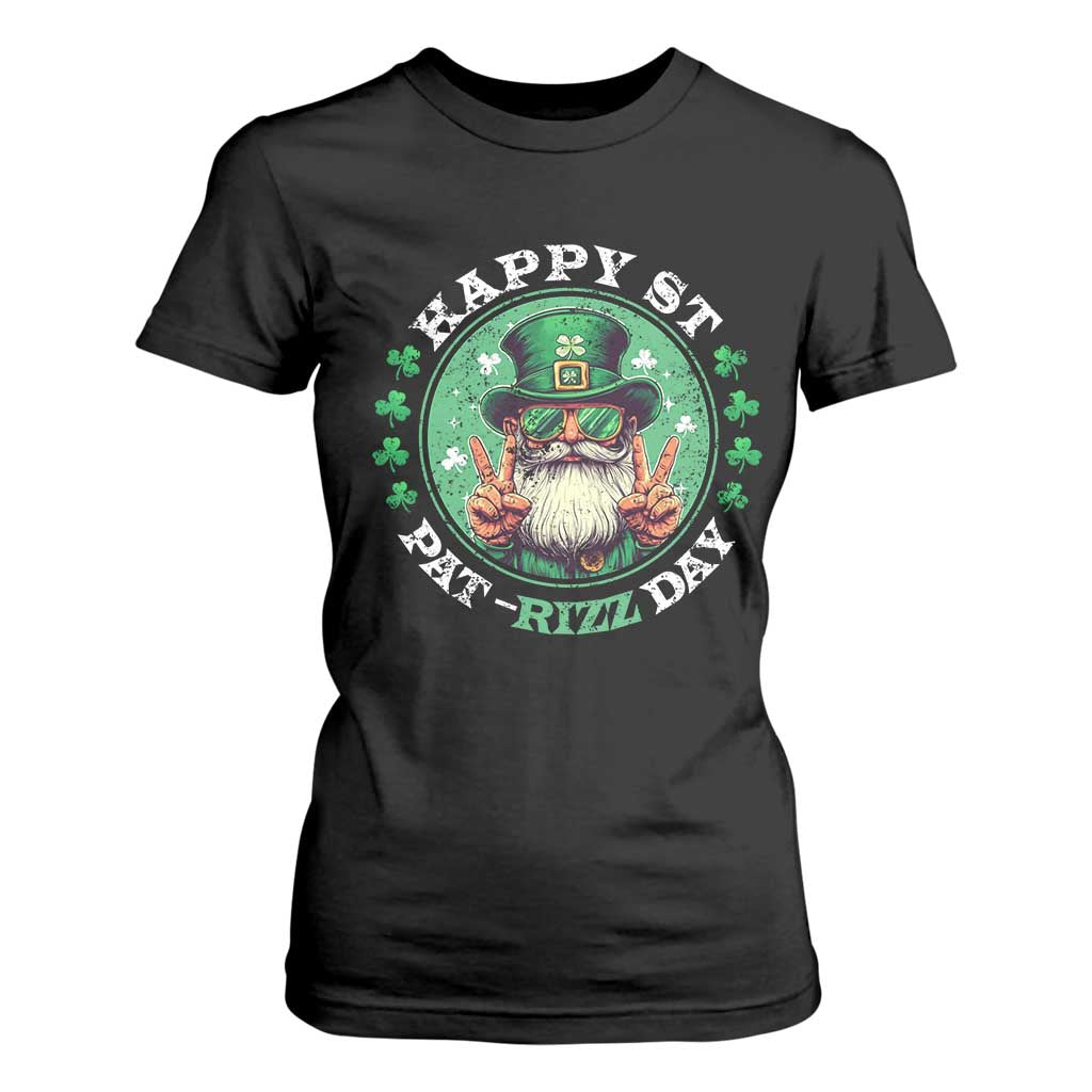 Happy St Pat Rizz Day T Shirt For Women Leprechaun St Patrick's Day Shamrock TS11 Black Print Your Wear