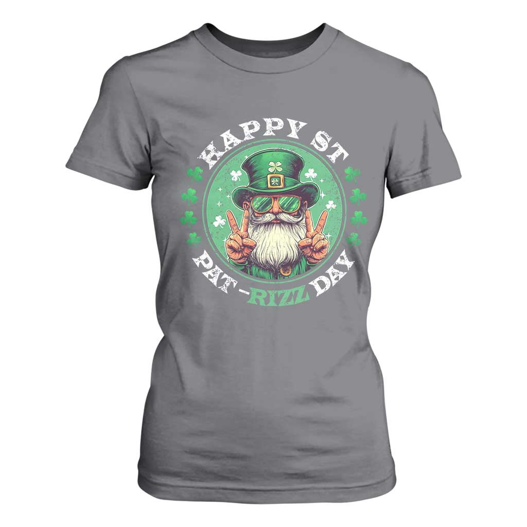 Happy St Pat Rizz Day T Shirt For Women Leprechaun St Patrick's Day Shamrock TS11 Charcoal Print Your Wear