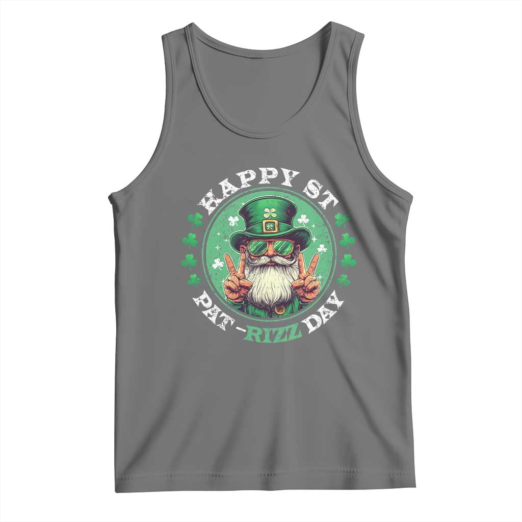 Happy St Pat Rizz Day Tank Top Leprechaun St Patrick's Day Shamrock TS11 Black Heather Print Your Wear