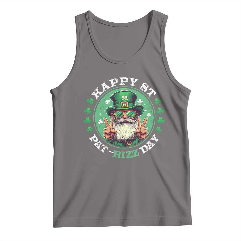 Happy St Pat Rizz Day Tank Top Leprechaun St Patrick's Day Shamrock TS11 Deep Heather Print Your Wear