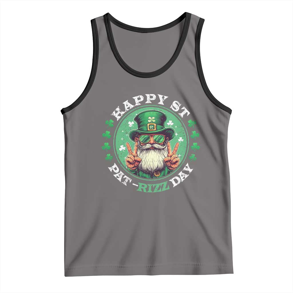 Happy St Pat Rizz Day Tank Top Leprechaun St Patrick's Day Shamrock TS11 Deep Heather Black Print Your Wear