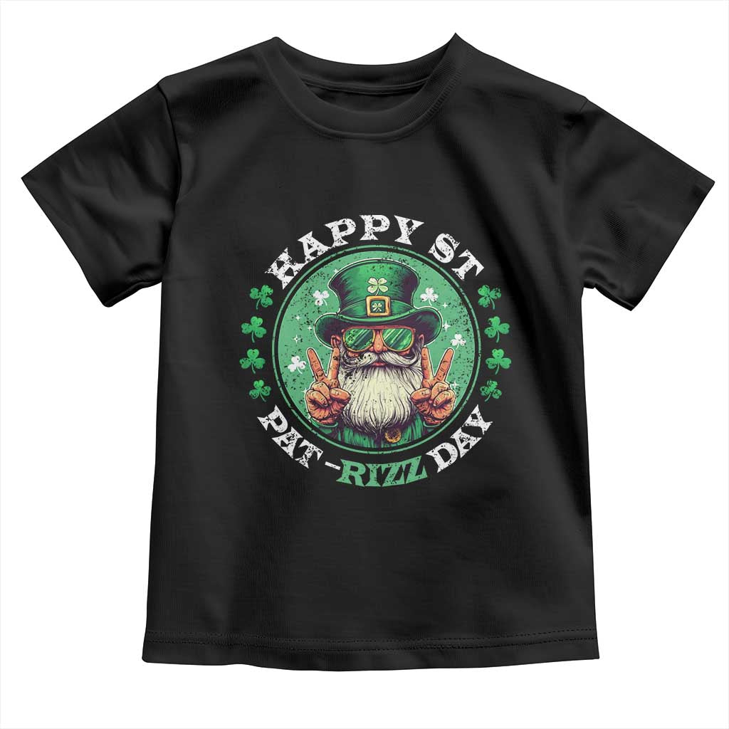 Happy St Pat Rizz Day Toddler T Shirt Leprechaun St Patrick's Day Shamrock TS11 Black Print Your Wear