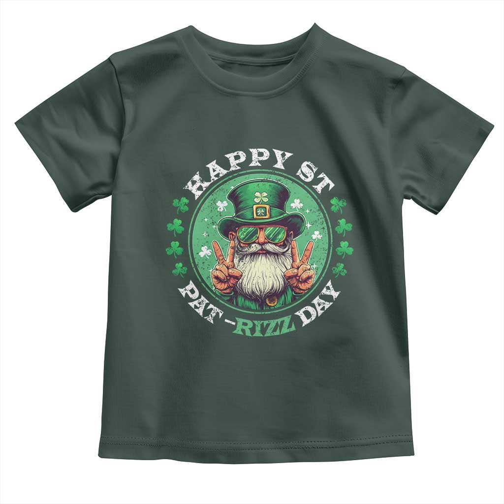 Happy St Pat Rizz Day Toddler T Shirt Leprechaun St Patrick's Day Shamrock TS11 Dark Forest Green Print Your Wear