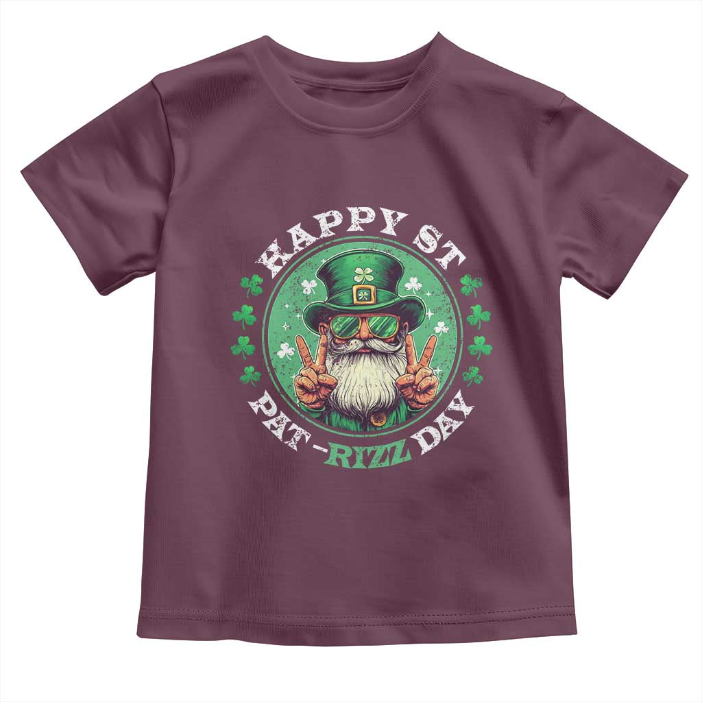 Happy St Pat Rizz Day Toddler T Shirt Leprechaun St Patrick's Day Shamrock TS11 Maroon Print Your Wear