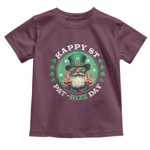 Happy St Pat Rizz Day Toddler T Shirt Leprechaun St Patrick's Day Shamrock TS11 Maroon Print Your Wear