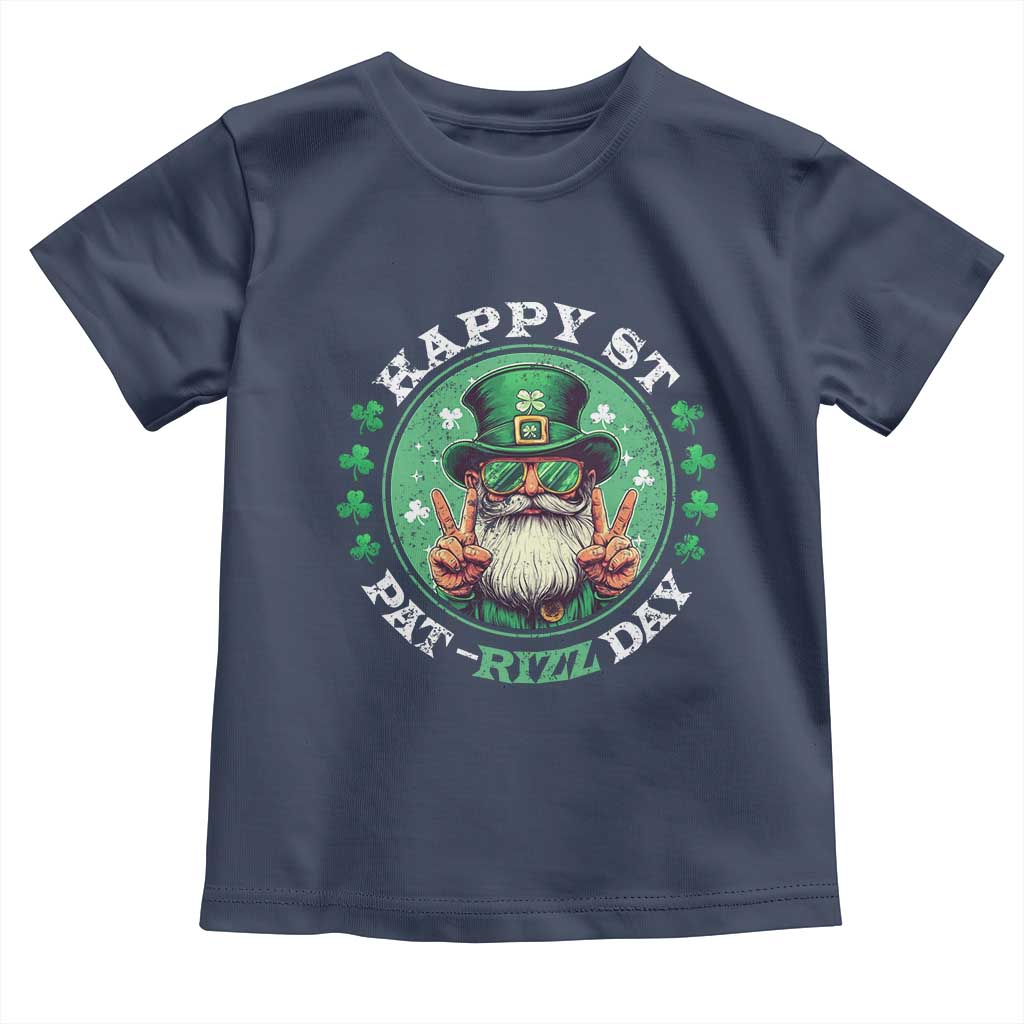 Happy St Pat Rizz Day Toddler T Shirt Leprechaun St Patrick's Day Shamrock TS11 Navy Print Your Wear