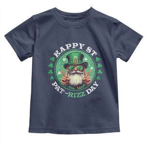 Happy St Pat Rizz Day Toddler T Shirt Leprechaun St Patrick's Day Shamrock TS11 Navy Print Your Wear