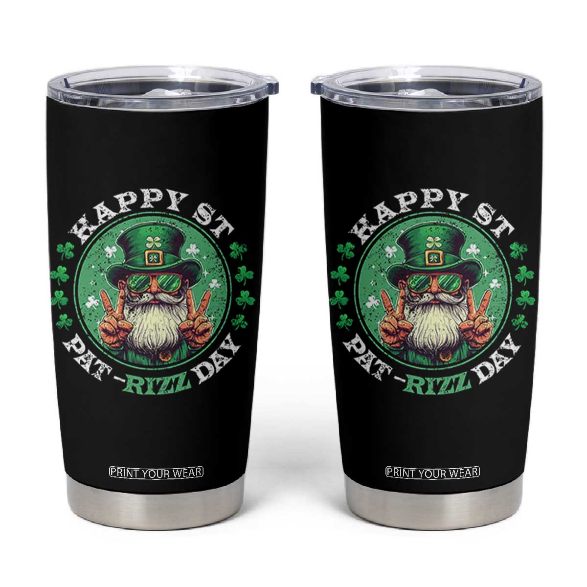 Happy St Pat Rizz Day Tumbler Cup Leprechaun St Patrick's Day Shamrock TS11 Black Print Your Wear