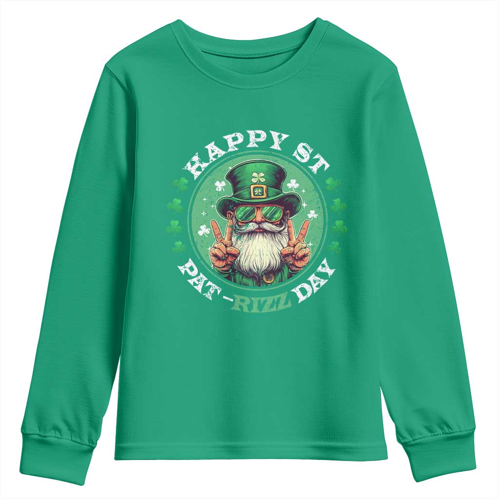 Happy St Pat Rizz Day Youth Sweatshirt Leprechaun St Patrick's Day Shamrock TS11 Irish Green Print Your Wear
