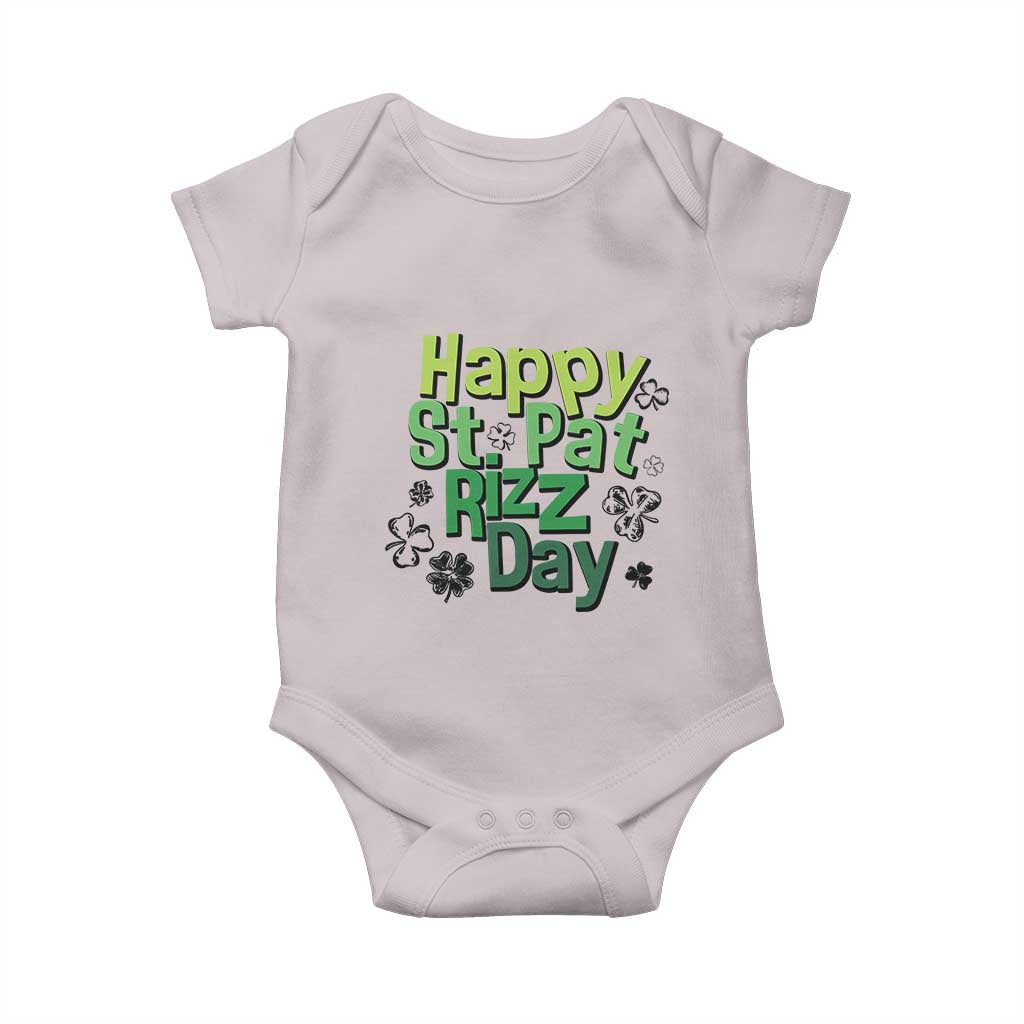 Funny Skibidi St Patrick's Day Baby Onesie Happy St Pat Rizz Day Shamrock TS11 Ice Gray Print Your Wear