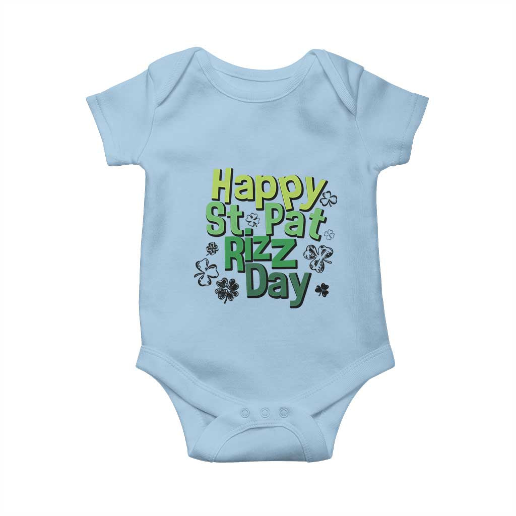 Funny Skibidi St Patrick's Day Baby Onesie Happy St Pat Rizz Day Shamrock TS11 Light Blue Print Your Wear