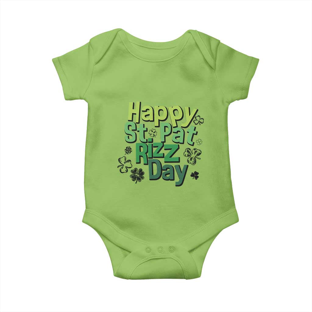 Funny Skibidi St Patrick's Day Baby Onesie Happy St Pat Rizz Day Shamrock TS11 Lime Print Your Wear