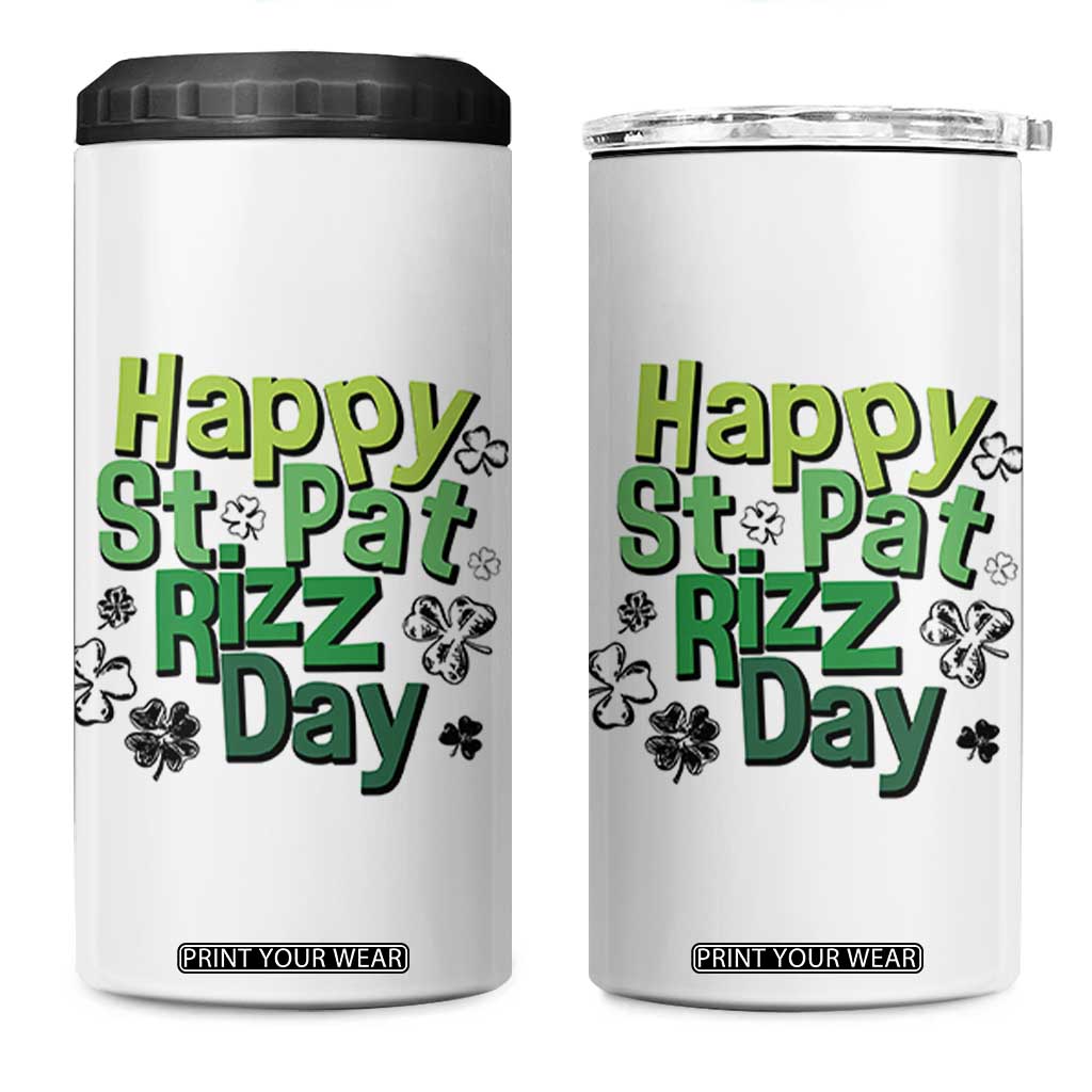 Funny Skibidi St Patrick's Day 4 in 1 Can Cooler Tumbler Happy St Pat Rizz Day Shamrock TS11 One Size: 16 oz White Print Your Wear