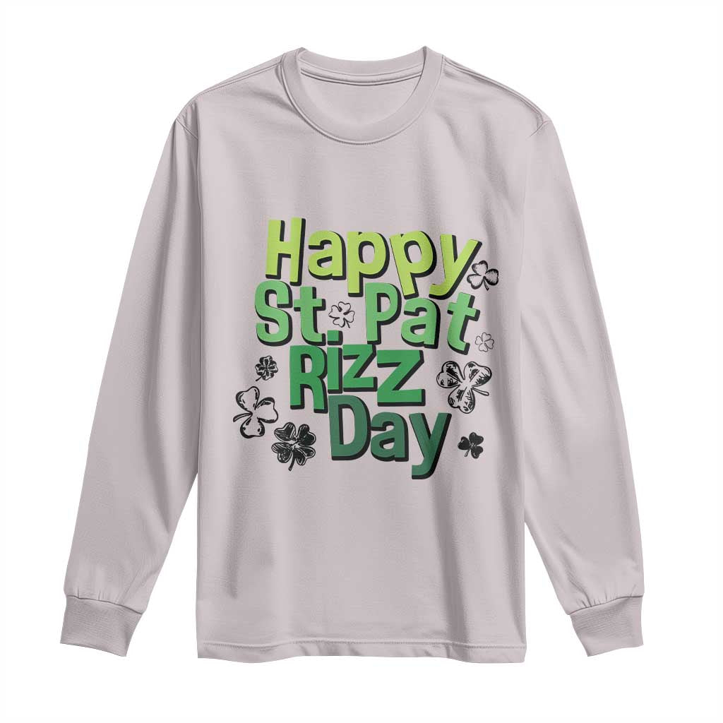 Funny Skibidi St Patrick's Day Long Sleeve Shirt Happy St Pat Rizz Day Shamrock TS11 Ice Gray Print Your Wear