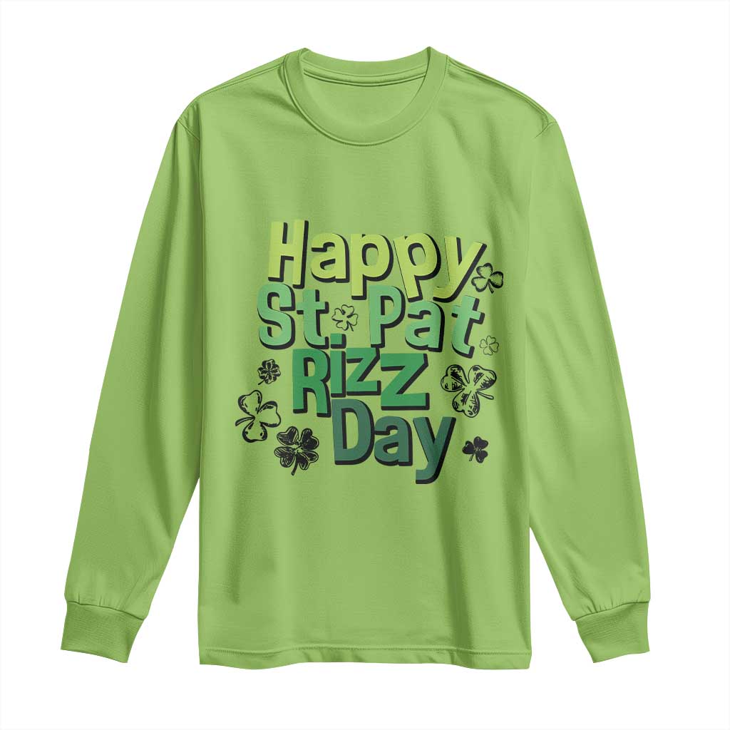 Funny Skibidi St Patrick's Day Long Sleeve Shirt Happy St Pat Rizz Day Shamrock TS11 Lime Print Your Wear