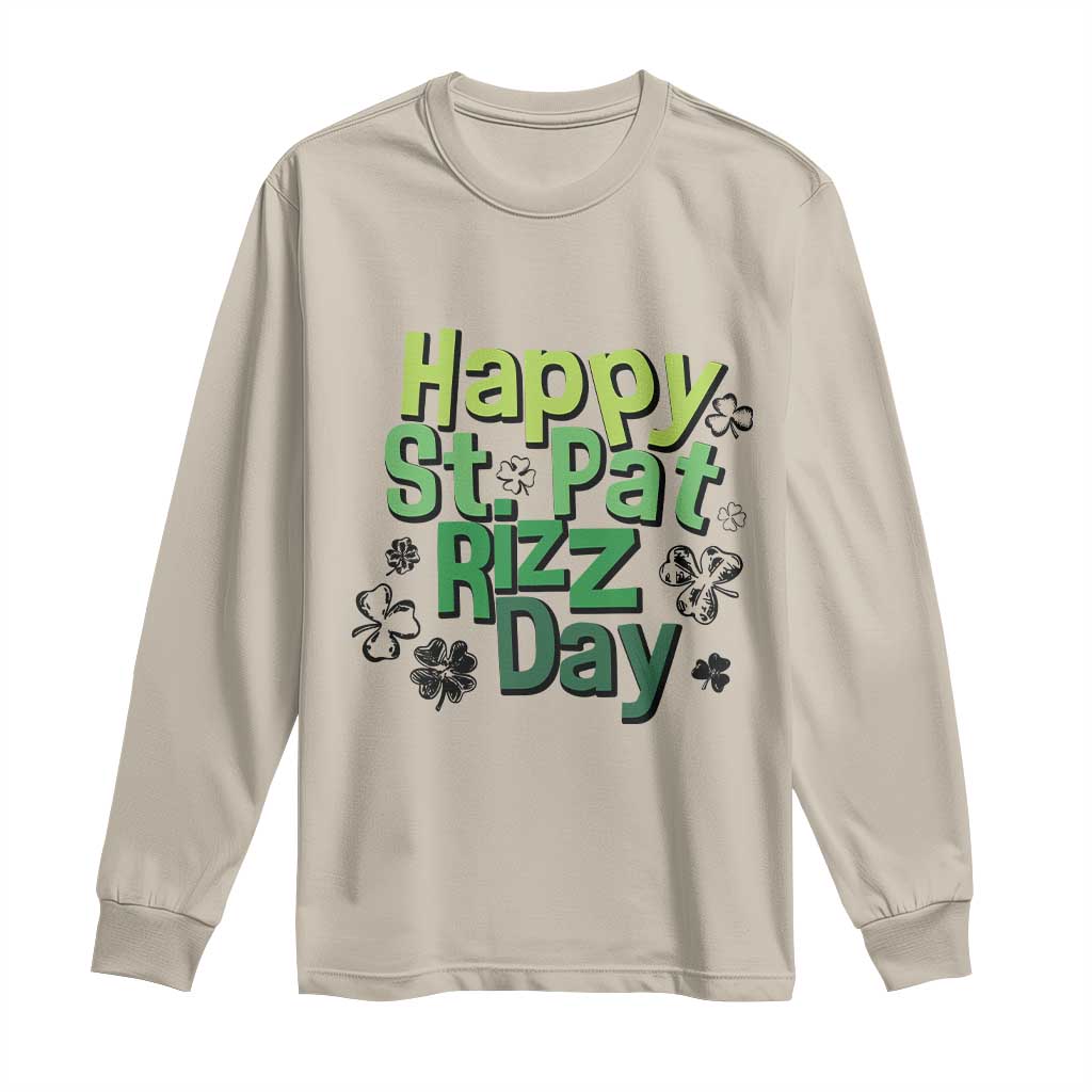 Funny Skibidi St Patrick's Day Long Sleeve Shirt Happy St Pat Rizz Day Shamrock TS11 Sand Print Your Wear