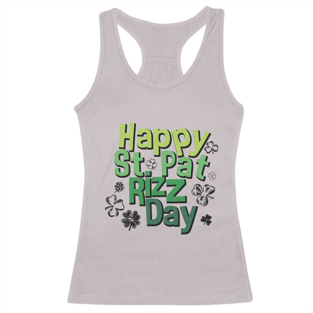 Funny Skibidi St Patrick's Day Racerback Tank Top Happy St Pat Rizz Day Shamrock TS11 Ice Gray Print Your Wear
