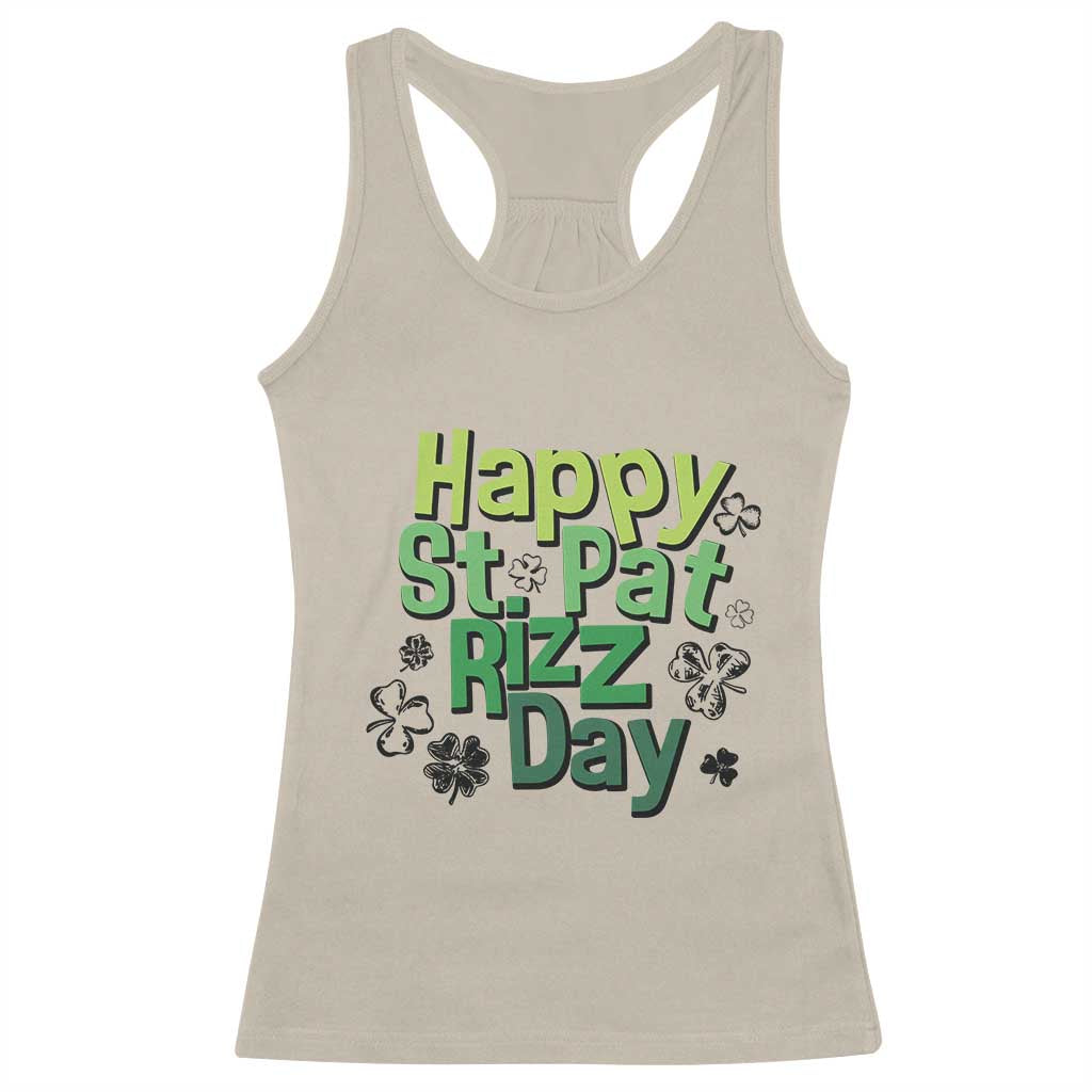 Funny Skibidi St Patrick's Day Racerback Tank Top Happy St Pat Rizz Day Shamrock TS11 Sand Print Your Wear