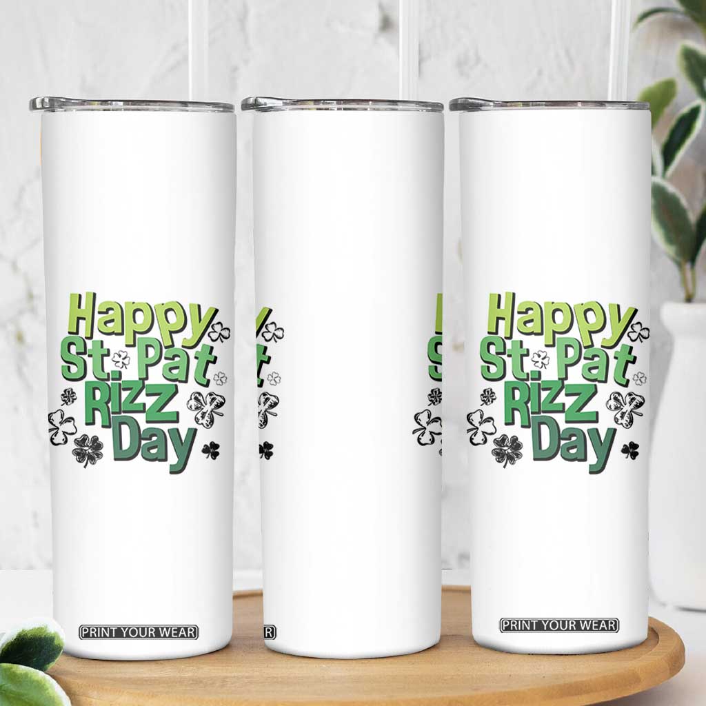 Funny Skibidi St Patrick's Day Skinny Tumbler Happy St Pat Rizz Day Shamrock TS11 Print Your Wear