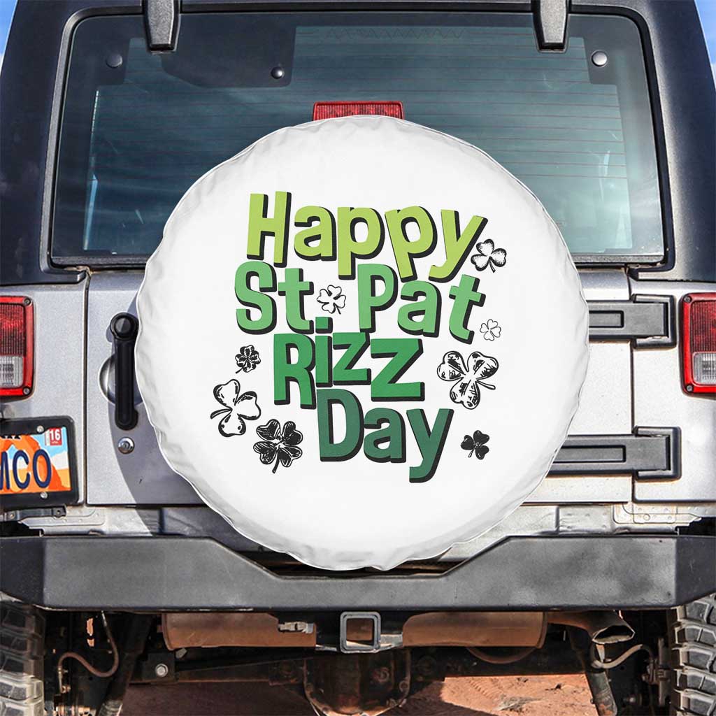 Funny Skibidi St Patrick's Day Spare Tire Cover Happy St Pat Rizz Day Shamrock TS11 No hole White Print Your Wear
