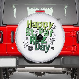 Funny Skibidi St Patrick's Day Spare Tire Cover Happy St Pat Rizz Day Shamrock TS11 White Print Your Wear