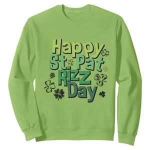 Funny Skibidi St Patrick's Day Sweatshirt Happy St Pat Rizz Day Shamrock TS11 Lime Print Your Wear