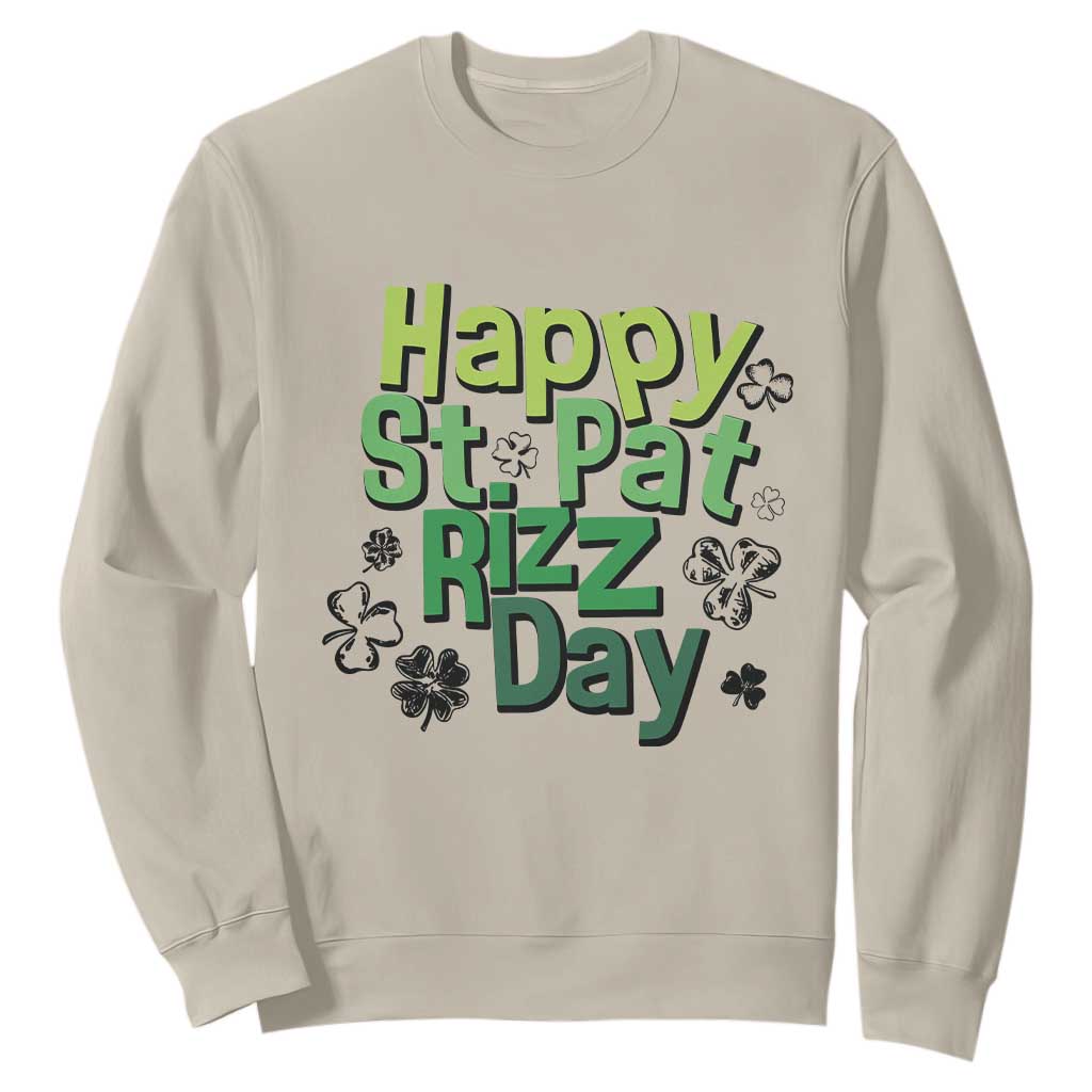 Funny Skibidi St Patrick's Day Sweatshirt Happy St Pat Rizz Day Shamrock TS11 Sand Print Your Wear