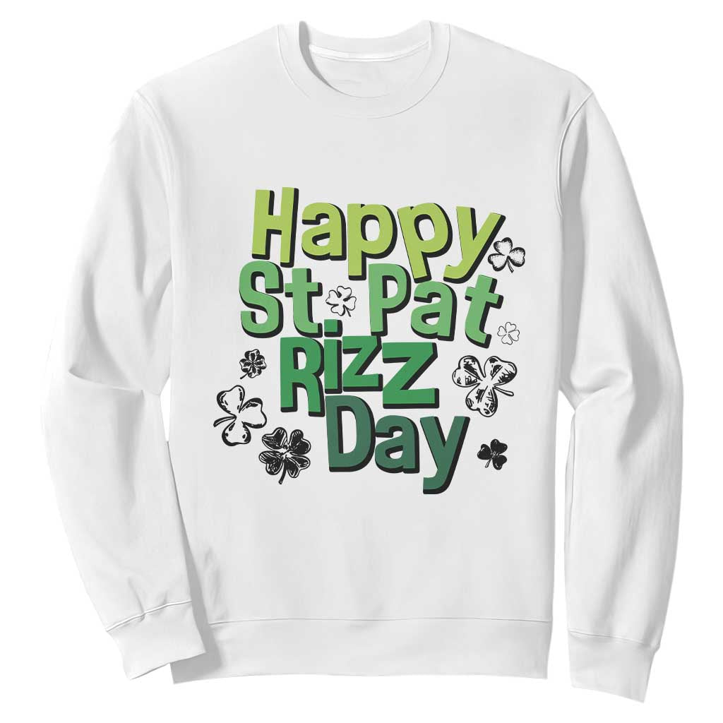 Funny Skibidi St Patrick's Day Sweatshirt Happy St Pat Rizz Day Shamrock TS11 White Print Your Wear
