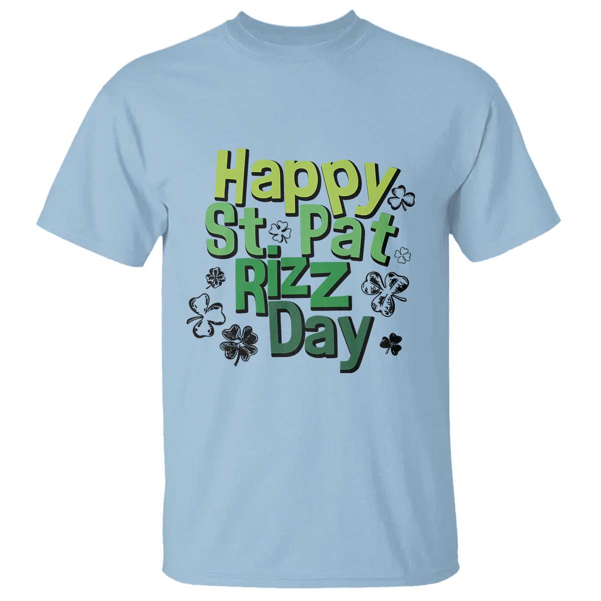 Funny Skibidi St Patrick's Day T Shirt Happy St Pat Rizz Day Shamrock TS11 Light Blue Print Your Wear