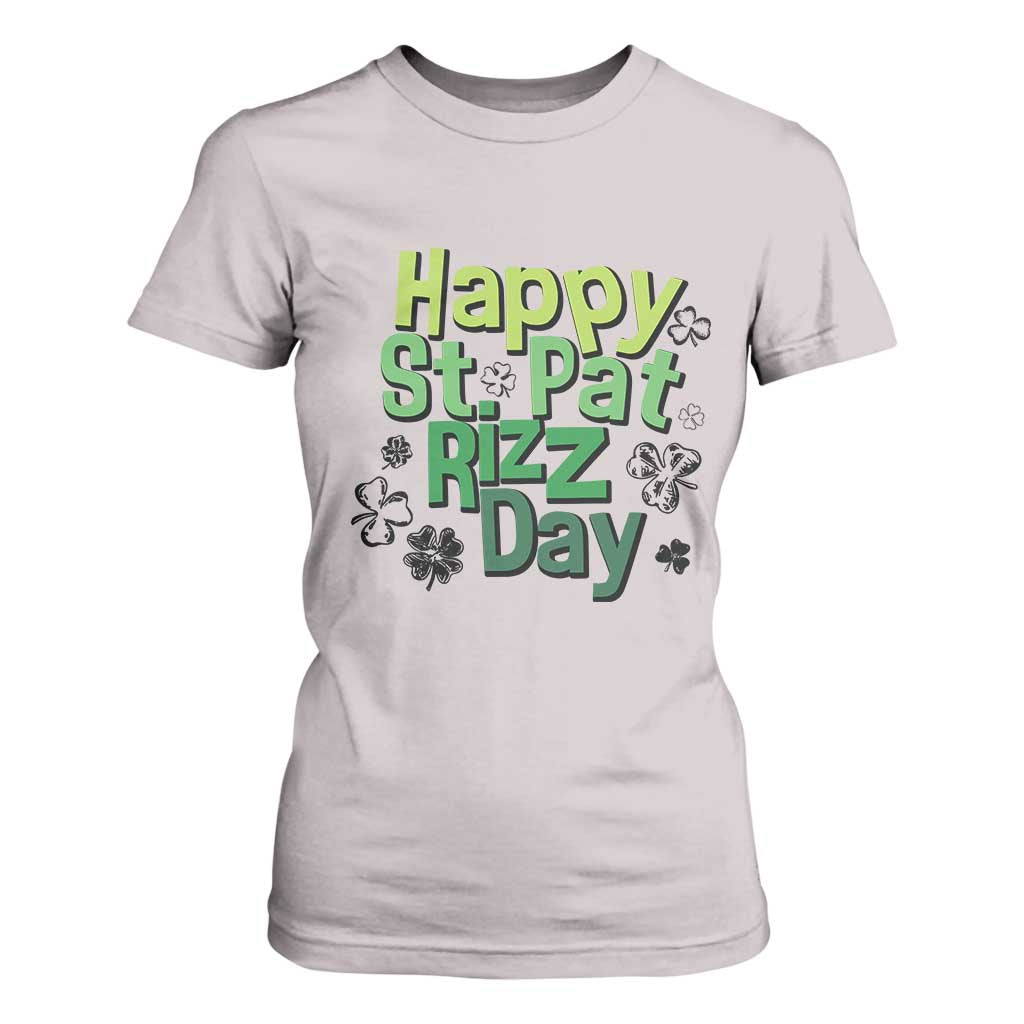 Funny Skibidi St Patrick's Day T Shirt For Women Happy St Pat Rizz Day Shamrock TS11 Ice Gray Print Your Wear