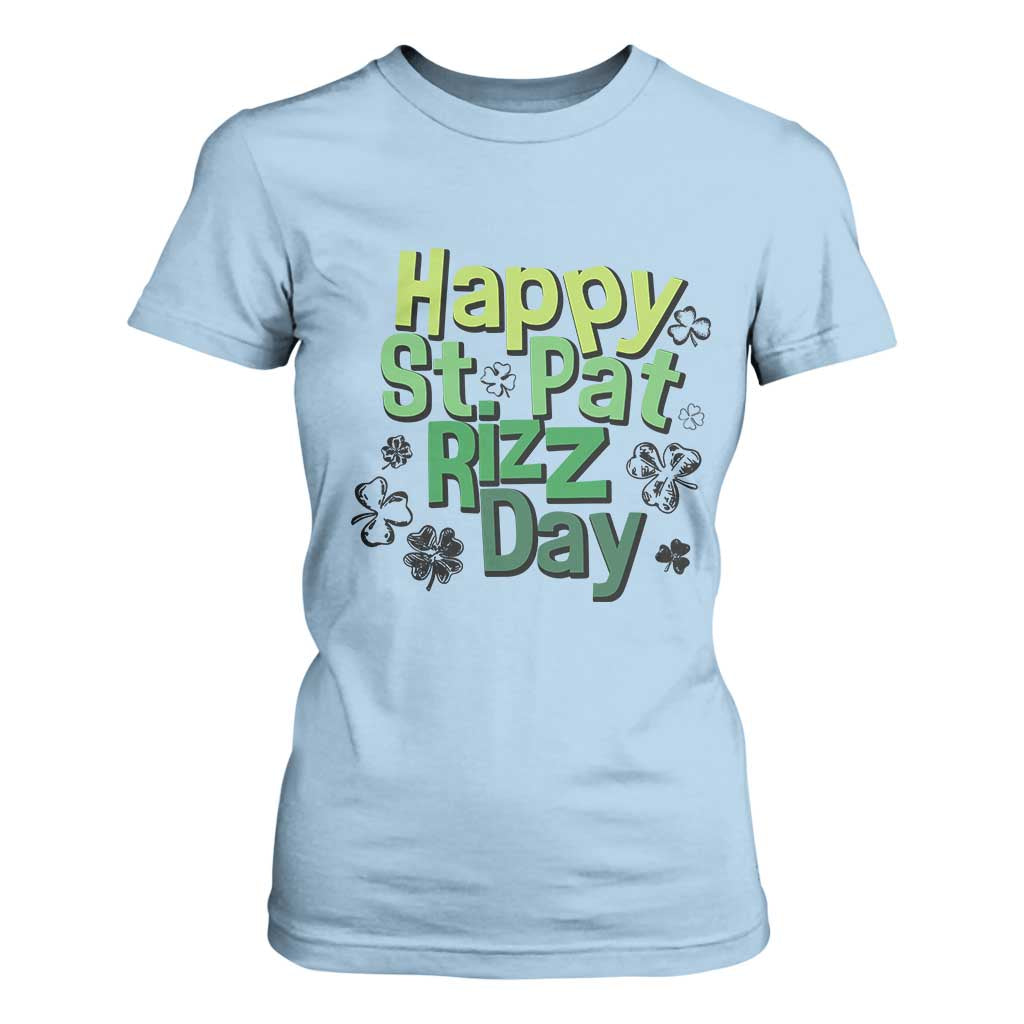 Funny Skibidi St Patrick's Day T Shirt For Women Happy St Pat Rizz Day Shamrock TS11 Light Blue Print Your Wear