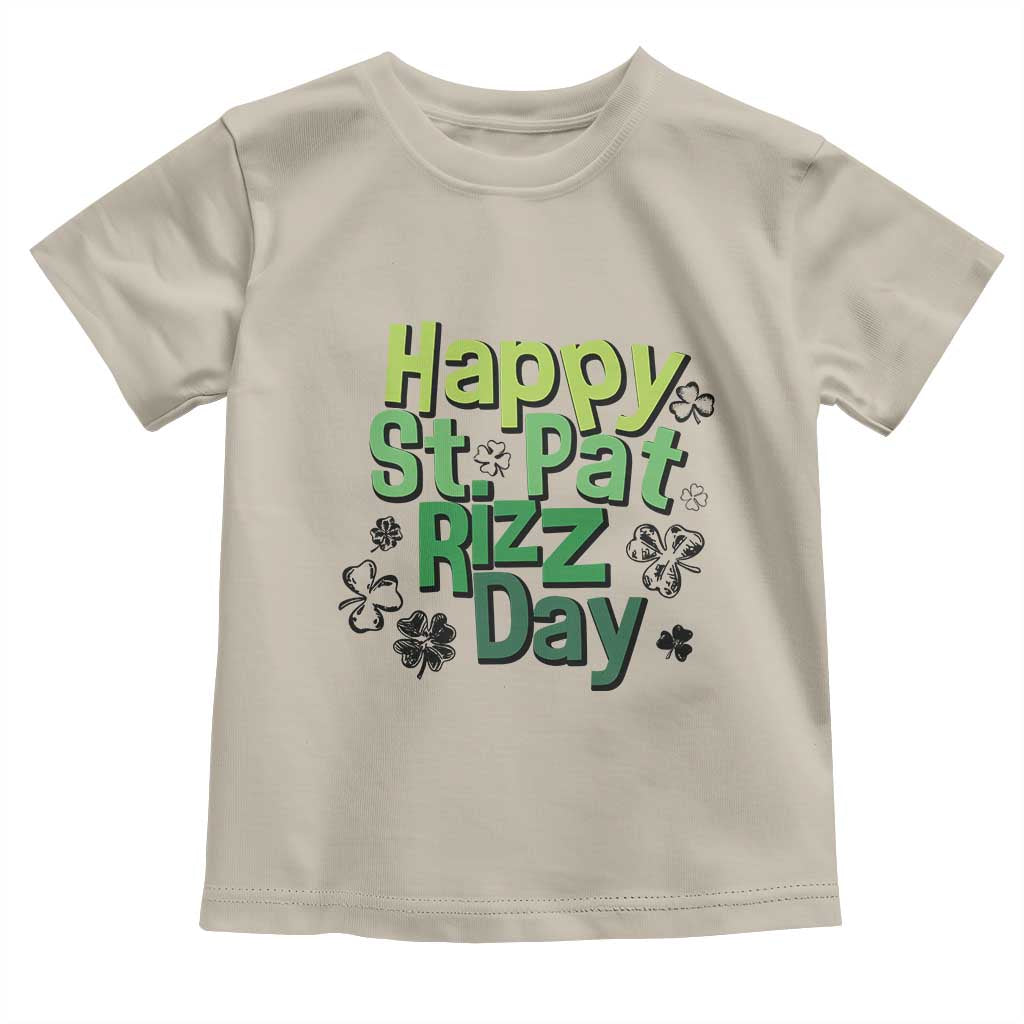 Funny Skibidi St Patrick's Day Toddler T Shirt Happy St Pat Rizz Day Shamrock TS11 Sand Print Your Wear