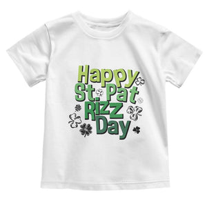 Funny Skibidi St Patrick's Day Toddler T Shirt Happy St Pat Rizz Day Shamrock TS11 White Print Your Wear