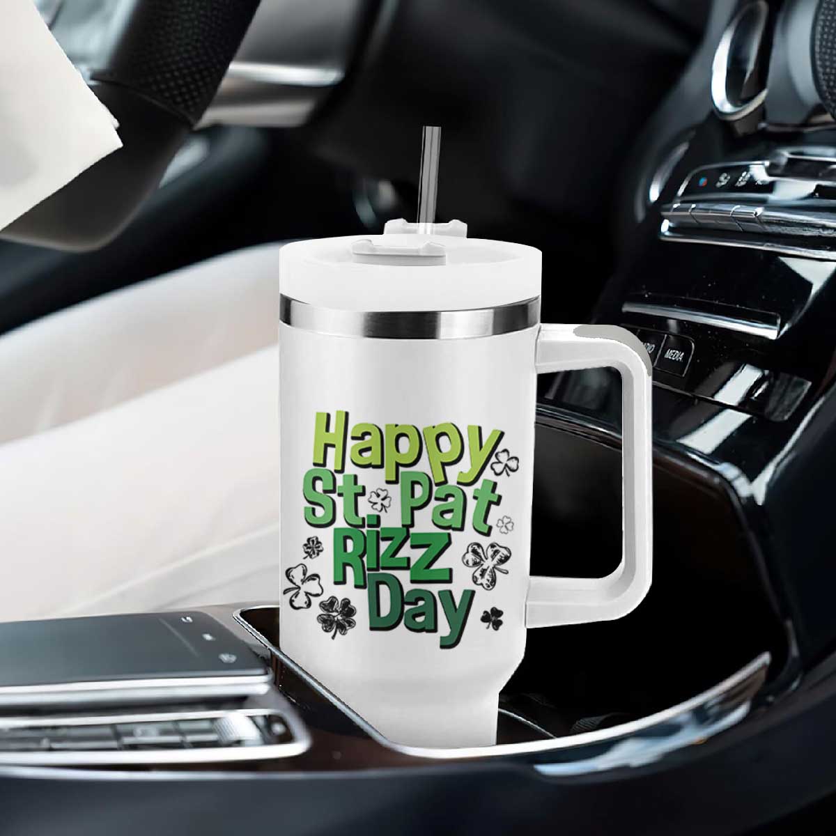 Funny Skibidi St Patrick's Day Tumbler With Handle Happy St Pat Rizz Day Shamrock TS11 Print Your Wear