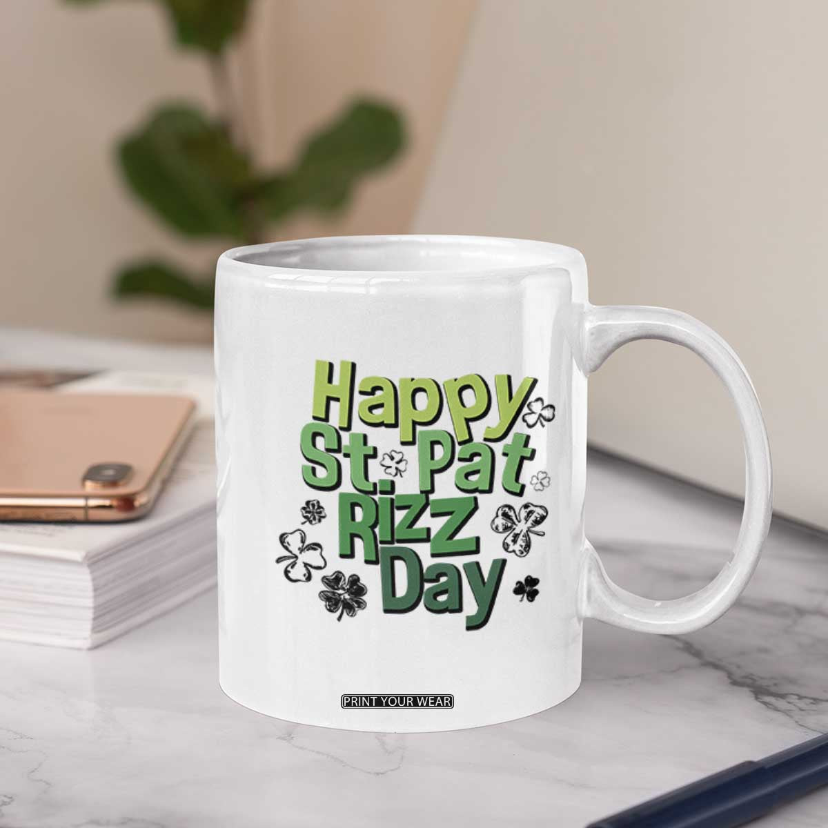Funny Skibidi St Patrick's Day Coffee Mug Happy St Pat Rizz Day Shamrock TS11 Print Your Wear