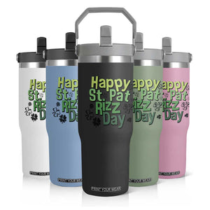 Funny Skibidi St Patrick's Day Flip Straw Tumbler Happy St Pat Rizz Day Shamrock TS11 Print Your Wear