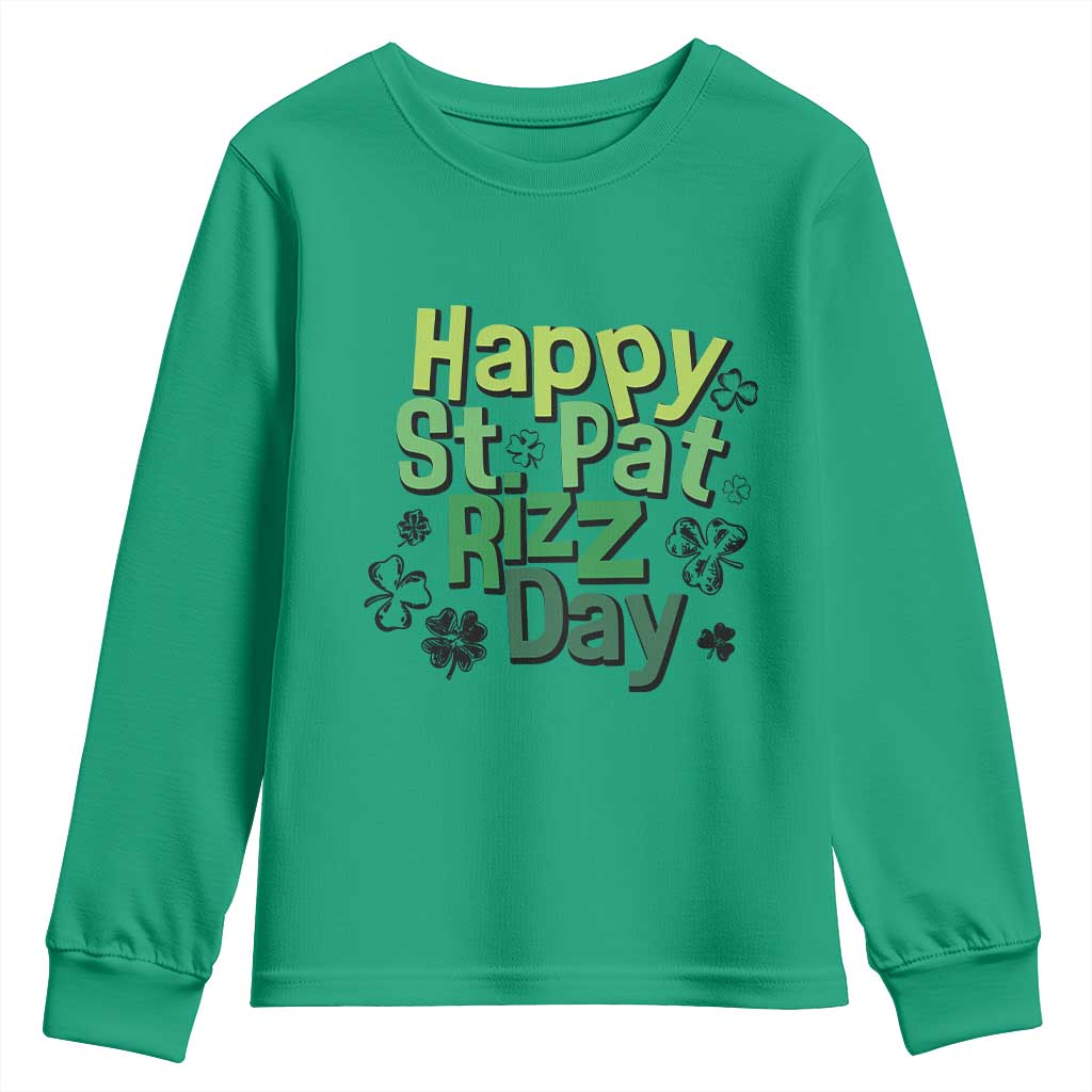 Funny Skibidi St Patrick's Day Youth Sweatshirt Happy St Pat Rizz Day Shamrock TS11 Irish Green Print Your Wear