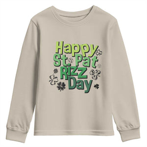 Funny Skibidi St Patrick's Day Youth Sweatshirt Happy St Pat Rizz Day Shamrock TS11 Sand Print Your Wear
