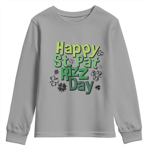 Funny Skibidi St Patrick's Day Youth Sweatshirt Happy St Pat Rizz Day Shamrock TS11 Sport Gray Print Your Wear