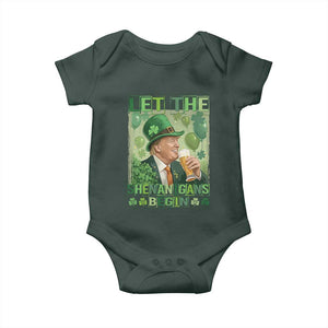 Funny St Patrick's Day Trump Baby Onesie Let The Shenanigans Begin Leprechaun Trump TS11 Print Your Wear