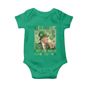 Funny St Patrick's Day Trump Baby Onesie Let The Shenanigans Begin Leprechaun Trump TS11 Irish Green Print Your Wear