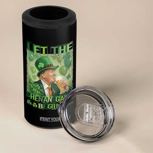 Funny St Patrick's Day Trump 4 in 1 Can Cooler Tumbler Let The Shenanigans Begin Leprechaun Trump TS11 Print Your Wear