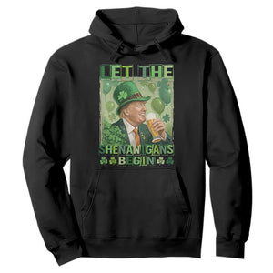 Funny St Patrick's Day Trump Hoodie Let The Shenanigans Begin Leprechaun Trump TS11 Black Print Your Wear